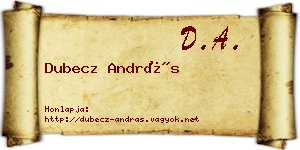 Dubecz András névjegykártya
