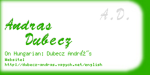 andras dubecz business card